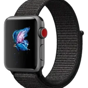 Pulsera De Nylon Compatible Con Apple Watch 42mm / 44mm Negro 2.3 Cm