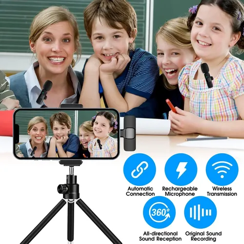 Kit Microfonos Inalambrico Multimedia K9 De iPhone Lightning Negro - Imagen 8