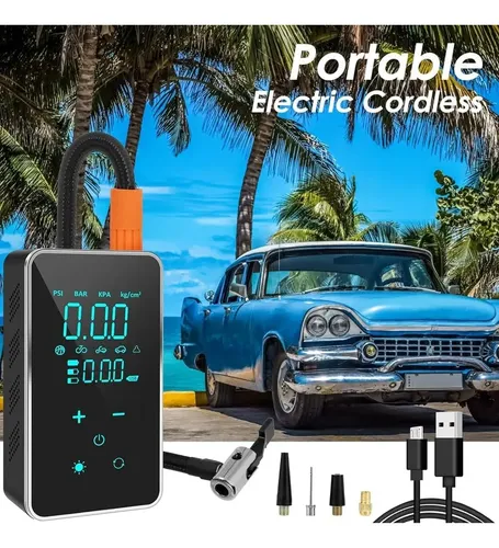 Mini Compresor Tactil De Aire Inflador Eléctrico Portatil Negro Monofásica - Imagen 7