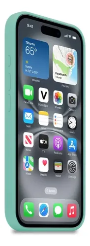 Estuche Case Carcasa Silicona Compatible Con iPhone 16 Turquesa Liso - Imagen 2
