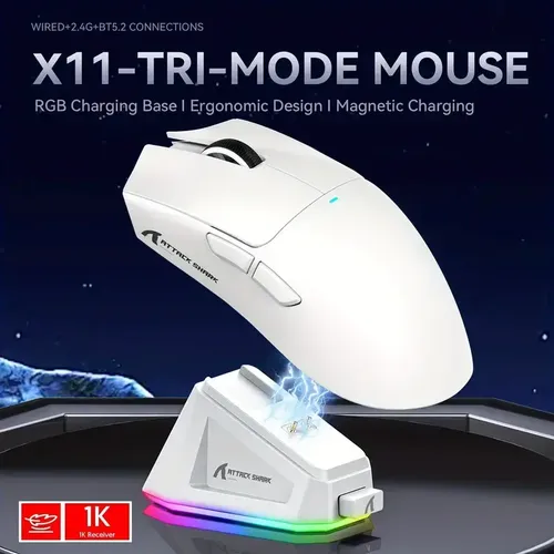 Mouse Gamer Attack Shark X11 Con Base De Carga Magnética - Imagen 6