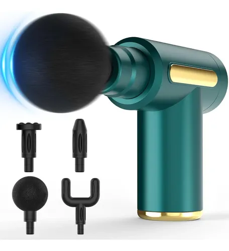 Pistola De Masaje Eléctrico Muscular Masajeador 4 Cabezales Verde - Imagen 3