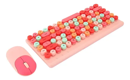Kit De Teclado + Mouse Inalámbrico Premium Tipo Logitech Rosa Rosa Chicle - Imagen 7