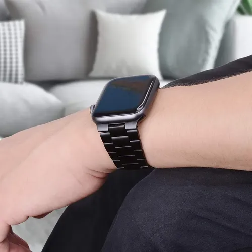 Pulsera Metalica Compatible Con Apple Watch 38mm A 40mm Negro 2.3 Cm - Imagen 4