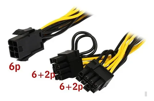 Cable De Poder Pci Express 6 Pin A 2 * 8 Pines Gpu Molex Negro - Imagen 5