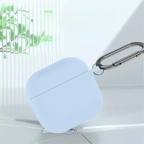 Estuche Protector Silicona Compatible Con AirPods Pro3 Apple Azul Claro Liso - Imagen 3