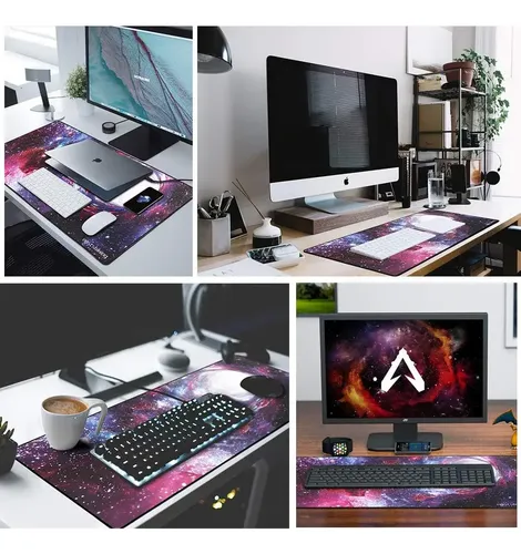 Mouse Pad Gamer Galaxia Morado Grande Premium 80*30 Cosido Negro Galaxia - Imagen 4