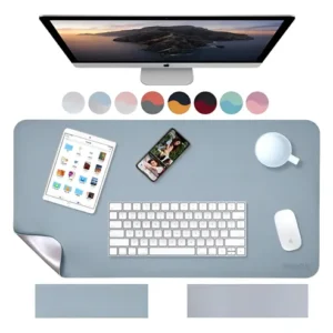 Pad Mouse Weelth 60*35cm De Cuero Para Apple Magic Mouse Azul/plata