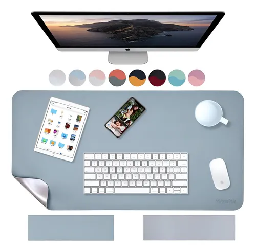 Pad Mouse Weelth 60*35cm De Cuero Para Apple Magic Mouse Azul/plata