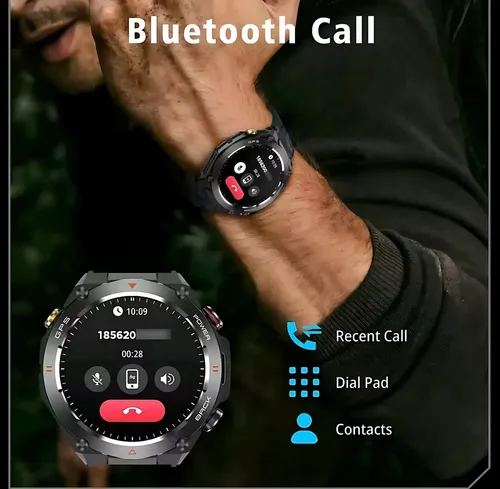 Reloj Inteligente Smart Watch Kc82 Hombre Gps Brújula Negro Camuflash Negro/plomo Gris Oscuro - Imagen 3