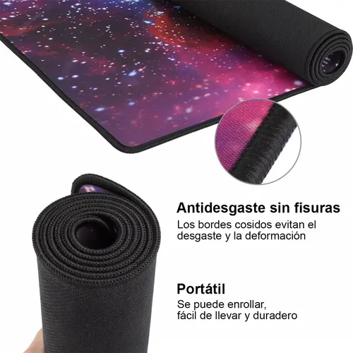 Mouse Pad Gamer Galaxia Morado Grande Premium 80*30 Cosido Negro Galaxia - Imagen 6