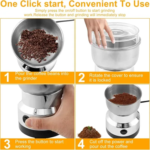Molino Eléctrico Portátil Para Café Y Grano Semilla Plateado Gris - Imagen 6