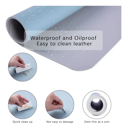 Pad Mouse Weelth 60*35cm De Cuero Para Apple Magic Mouse Azul/plata - Imagen 7